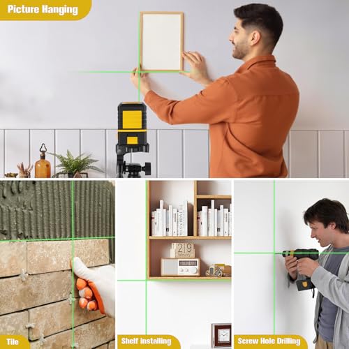 Laser Level with Tripod, 100 feet Green Cross Line Self Rotary Leveling Laser Level, Vertical and Horizontal Line, Rotatable 360 Degree, Manual Self leveling and Pulse Mode,IP54 Waterproof & Battery