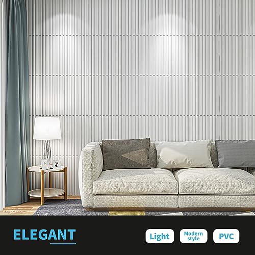 Art3d 3D Fluted Textured Slat Wall Panels, 19.7 x 19.7 in, 12-Pack, White | PVC, Waterproof, Scratch Proof, Wipeable, Break-Proof, Ideal for Home, Office and Commercial Spaces - color: Square - White, size: 19.7 x 19.7in.