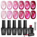 Beetles Pink Cat Eye Gel Polish Set, Garden Kiss 6 Colors Glitter Gel - color: A - Glass Pink Cat Eye | Garden Kiss