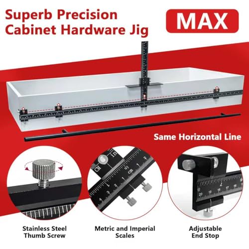 44" Max Cabinet Hardware Jig, with 16" Cabinet Handle Jig,Aluminum Alloy - color: Black