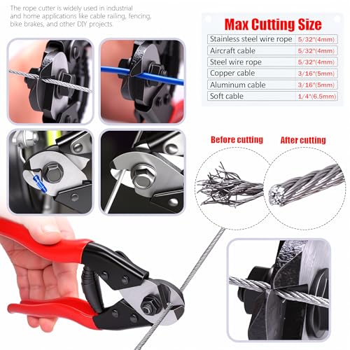 Twidec/Wire Rope Crimping Tool Up To 2.2mm With 240PCS 1/16''Aluminum Crimping Loop Sleeve And 165FT 1/16'' 304 stainless steel Wires Rope 20PCS Wire Thimbles And Wire Rope Cable Cutter Kit - style: 165FT Cutter Kit