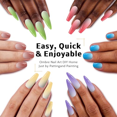 Ombre Gel Polish Palette,16Colors Pat Gel Paint Nail Art Kit Sponge Patting - color: 16 Colors B
