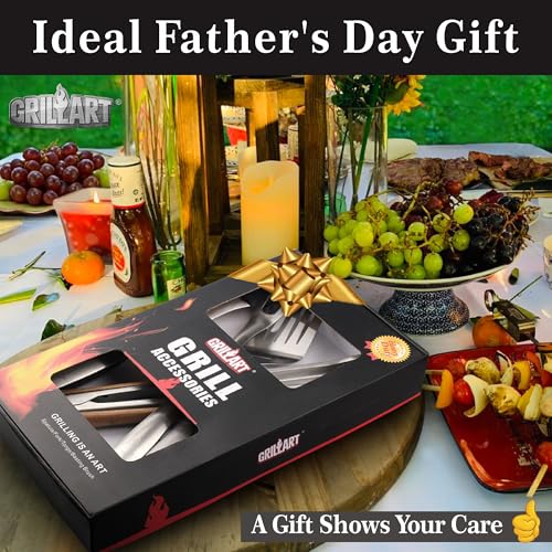 GRILLART BBQ Tools Grill Tools Set -18Inch Grilling Tools BBQ Set - Grill Accessories w/BBQ Tongs, Spatula, Fork, Brush- Stainless Grill Kit Grilling Set - Gift Ideas BBQ Accessories Gifts for Men Dad