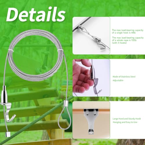 Adjustable Picture Hanging Wire Kit Picture Rail Hanging System Sturdy Gallery Display Rail Rope with 3 Hooks for Exhibition Art Gallery Frames Display (6.56 FT, 3 Hooks, 16) - style: 6.56 FT, 3 Hooks