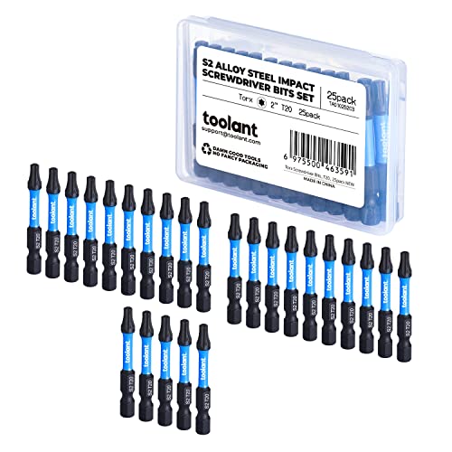 toolant 25PCS 2" Impact Torx Bits Hex Shank S2 Steel Magnetic - size: T20(2"*25pcs)