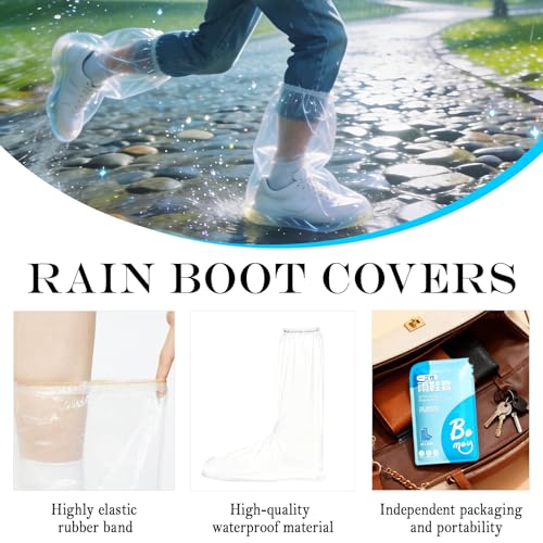 20 Pcs Individually Packaged Extended Length Rain Shoe Covers for Adults, Disposable Portable Plastic Shoe Covers for Rain, Perfect for Adults, Mud, and Theme Parks (Adults, L 20Pcs) - size: Adults L 20Pcs