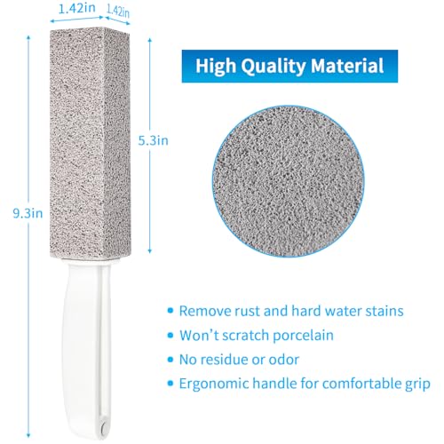 4TH Pumice Stone for Toilet Bowl Cleaning,Pumice Stick with Handle,Cleans Away Limescale Stain,Hard Water Rings, Calcium Buildup,Iron and Rust. Remover for Tile/Bath/Kitchen/Household - 2 Piece - color: Gray