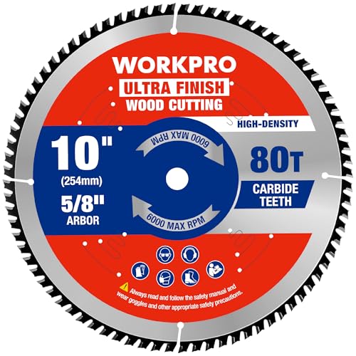 WORKPRO 10" Circular Saw Blade, 80T Ultra Fine Finish Wood Cutting