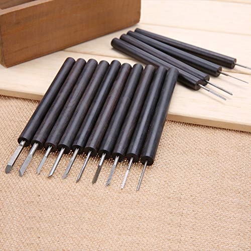 14Pcs Hand Carving Knife, Wood Carving Chisel Set DIY Woodworking Olive Nut Walnut Engraving Tool Set