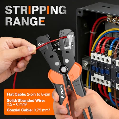 Preciva Wire Stripper and Crimper Tool, with AWG 24-10 Automatic Strippers and AWG 26-10 Ratchet Wire Crimper for stripping, cutting, and crimping heat-shrink connectors and insulated terminals
