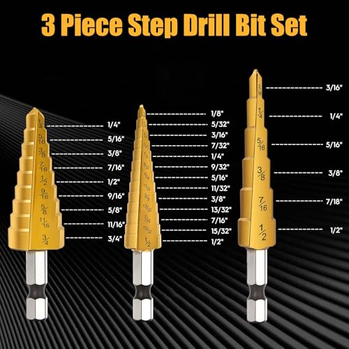 3PCS Titanium Step Drill Bit - 4241 HSS Step Bit with Two Straight Flutes - color: 3Pcs Straight