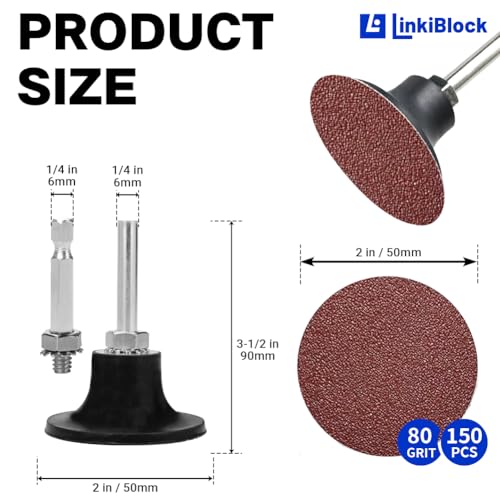 150Pcs 2 inch R-Type Quick Change Aluminum Oxide Surface Conditioning Sanding Discs Set 80 Grit with Adapter & Backing Pad - style: 80 Grit