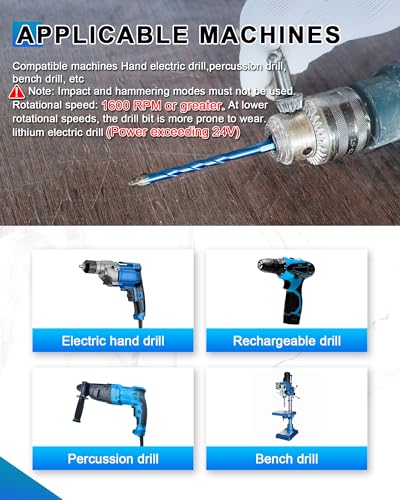Serrated Concrete Drill Bit Set 3/16"*2,1/4"*4,5/16"*2,3/8",1/2" & Phillips Bits - Carbide Masonry Drill Bits for Brick/Ceramic/Tile/Wood/Plastic/Hex Shank Drills - size: 3/16"*2+1/4"*4+5/16"*2+3/8"+1/2"