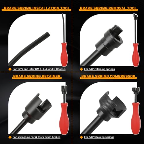 GOOACC 8PCS Drum Brake Tool Kit w Spring Pliers Adjustment Spoons Set Red - color: 8pc Brake Tool Red