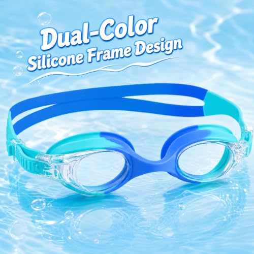 Good Anti-Fog Swim Goggles for Kids 3-15, Boys, Girls, Youth Toddler - color: Sky Blue, Blue