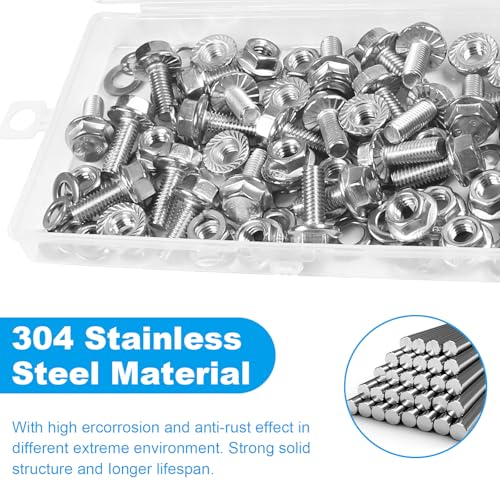 25 Sets M6-1.0 x 16mm Flanged Hex Head Bolts and Nuts Kits - size: M6-1.0 x 16mm