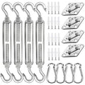 YOFIT 44 Pcs Shade Sail Hardware Kit 6 Inch Outdoor Sun Sail Accessories | 304 Stainless Steel Turnbuckles & Brackets for Triangle/Rectangle Sails, Patio Canopy Installation Hardware Set - size: 6 inch 44 pcs