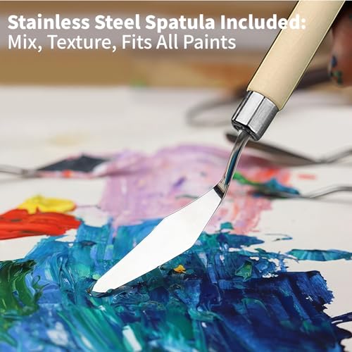 25pcs Paint Brush Set, Professional Artist Paint Brushes for Acrylic Painting, Oil, Watercolor, Gouache, with Paint Spatula and Cloth Roll - Art Supplies for Artists and Beginners