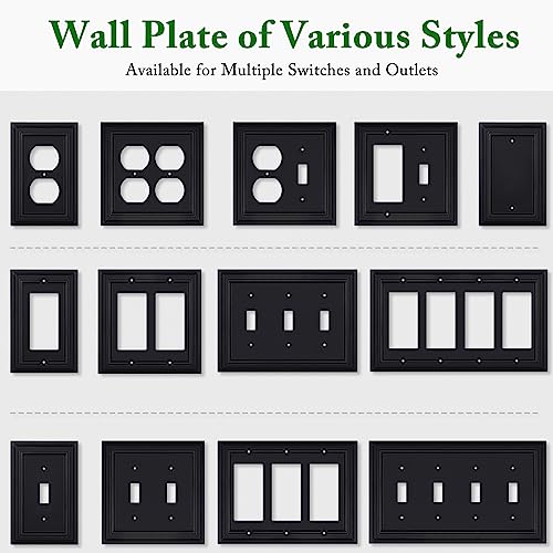 Matte Black Decorative Outlet Covers Wall Plates, Bamboo Fiber Light Switch Covers, Natural Material Electric Receptacle Switch Plate Outlet Cover of various styles (1 Gang Toggle 4 Pack) - size: 1 Gang Toggle 4 Pack