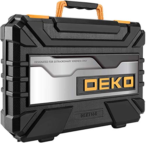 DEKOPRO 158 Piece Tool Set-General Household Hand Tool Kit,Auto Repair Tool Set, with Plastic Toolbox Storage Case - color: Yellow
