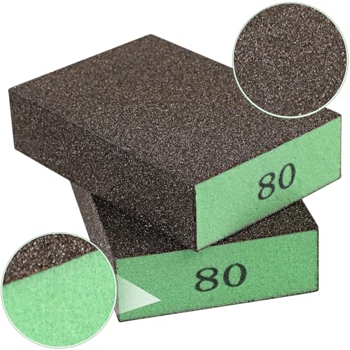 Romeda 8-Pack Sandpaper Block, 80 Grits Washable and Reusable Handmade Sanding Sponge, Drywall Sandpaper Blocks for Wooden Drywall Sheetrock and Metal Glazing - color: 80 Grits, size: 8-Pack