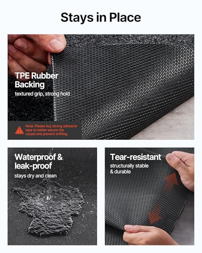 VEVOR Waterproof Garage Floor Mat for Under Car, Non-Slip 6.6'x8.5' Oil Spill Mat Heavy Duty Containment Mat, Protects Garage Floor from Water, Mud and Oil, for Garages Greenhouses Entrance - size: 6.6' x 8.5'