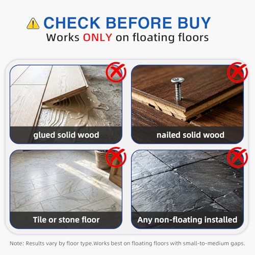 Floor Gap Fixer Tool for Laminate & Vinyl Plank Flooring, Heavy Duty Suction Puller for Floor Gap Repair, Floating Floor Installation Tool with 6 Adhesive Pads & Cleaning Blade