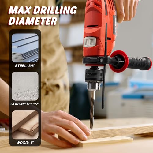 Enventor Hammer Drill with 9 Bits, Variable Speed, 900W, 1/2" Chuck, Corded