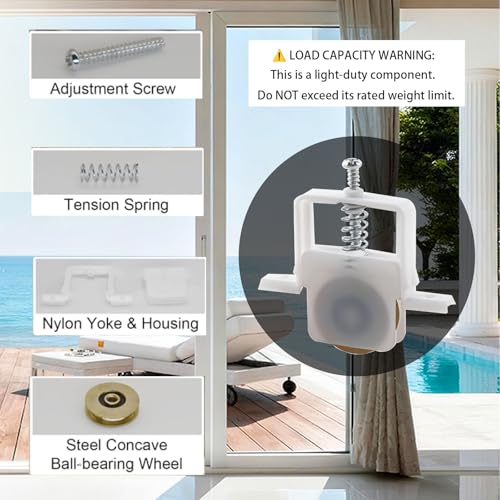 Set of 4 x 1-inch Sliding Screen Door Roller Replacement Kits, B691 and B695 Sliding Screen Door Rollers, Suitable for DIY Screen Door Roller Replacement (Includes 8 Screws)