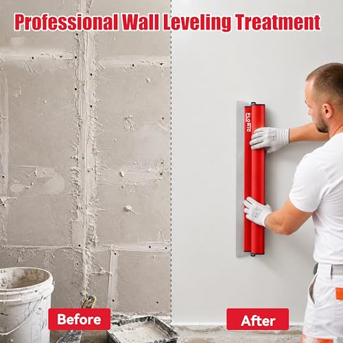 Drywall Skimming Blade Set with Portable Case,0.50 mm Stainless Steel 6",10", 14", 24", 32" & 40" Skimming Blades with 40"-84" Extension Handle, Drywall Finishing Tools - size: 10 inch/14 inch/24 inch/32 inch/40 inch