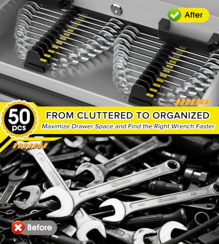 50pcs Magnetic Modular Wrench Organizer for Tool Box