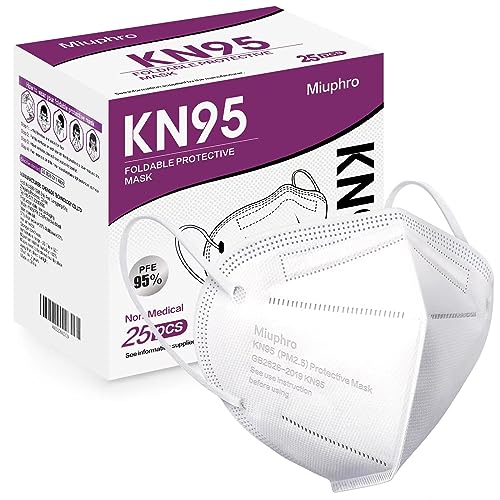 Miuphro KN95 Face Mask 25 Pack, 5-Layers Breathable KN95 Masks - color: White