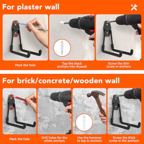 32-Pack Heavy Duty Wall Mount Garage Hooks - color: 32 Pack Black