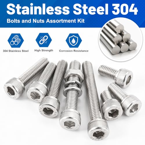 380PCS M5 Hex Socket Head Cap Screw Assortment Kit 304 Stainless Steel - size: SS M5 380PCS