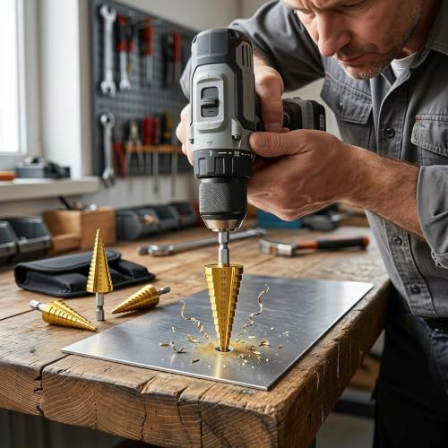 3Pcs Large HSS Titanium Coated Step Drill Bit Set