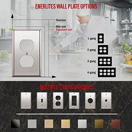 ENERLITES Duplex Receptacle Metal Wall Plate, 1-Gang, Polished Chrome - color: Polished Chrome, size: Standard Size