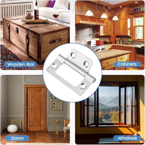SDTC Tech 4-Pack Non-Mortise Door Hinges Bifold Butt Cabinet Hinges Silver - color: Silver