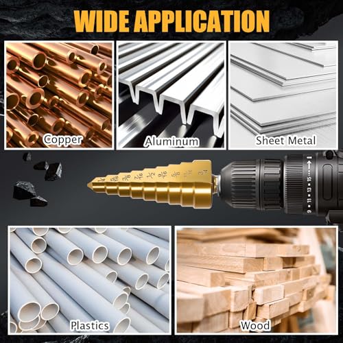 3PCS Titanium Step Drill Bit - 4241 HSS Step Bit with Two Straight Flutes - color: 3Pcs Straight