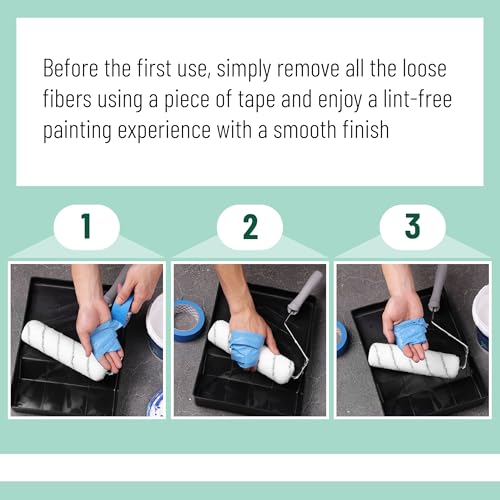 Bates- Paint Roller Covers, 9", Grey Stripes, 5 Pack, Covers for Paint Rollers 9 Inch, 9 Inch Paint Roller Covers, Paint Roller Cover, Paint Roller Covers 9 Inch, Large Paint Roller Covers - color: Grey Stripes, size: 9 Inch, 5 Pack