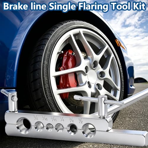smseace 55Pack 3/16 Inch+3/16 Inch Brake line kit Include 25 FT Zinc-Plated Brake Lines with Fitting(32pcs Fittings,4pcs Union+8pcs Nut) Brake line Bender,Single Flare Tool,Cutter Brake line kit - color: Silver-A, size: 3/16inch+3/16inch