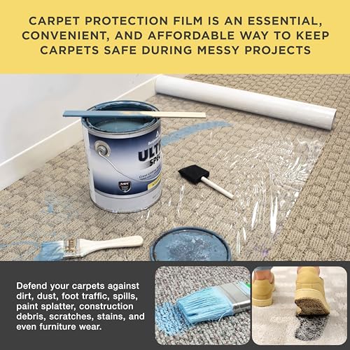 Dura-Gold Carpet Protection Film, 24-inch x 50-Foot Roll, Clear Plastic - size: 24-inch-x-50-feet
