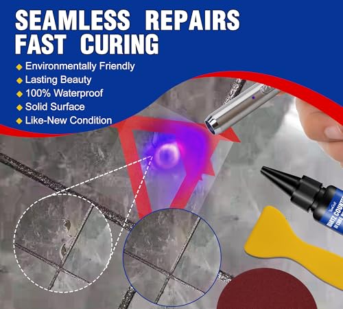Quartz Countertop Repair Kit 4 Colours UV 30s Cure Chips Cracks Filler
