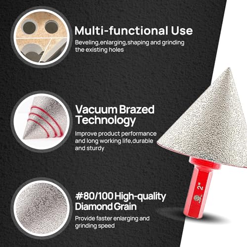 Diamond Core Drill Bits Set - FOCSTOL 11pcs (6/6/8/20/25/28/32/35/50/65mm+50mm Beveling Chamfer Bit) Hole Saw Kit with Triangle Shank for Porcelain Tile Ceramic Granite Marble - size: KIT9