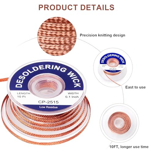 Solder Flux Paste And Solder Wick Braid, No Clean Soldering Flux(10cc) Soldering Remover Tool, 10ft Desoldering Wick Braid For Electronics Repair For Disassemble Electrical Components - style: 1pcs+1pcs