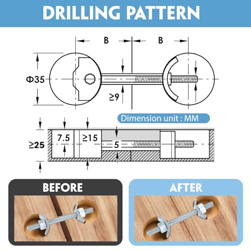Countertop Connector Bolts 10-Pack, M8x100mm Miter Bolt Kit