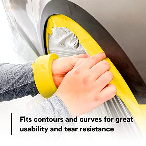 3M Automotive Refinish Masking Tape 388N, 06654, 36 mm x 55 m, Yellow, Crepe Backing, Moisture Resistant, Multi-Purpose (Pack of 2) - size: 36 mm x 55 m (2 Rolls)