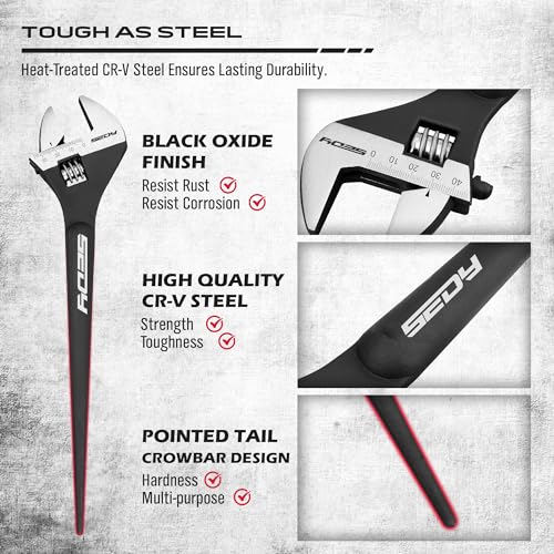 3-Piece Adjustable Spud Wrench Set, 10-inch, 12-inch, 16-inch, SAE and Metric Scale Marked, CR-V Steel with Black Oxide Finish - size: 3 CS Industrial Spud Set (10",12",16")