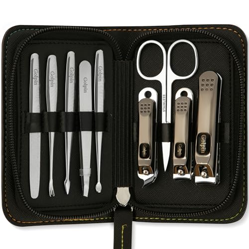 9 Pcs Manicure Set for Men & Women – Stainless Steel - color: Black