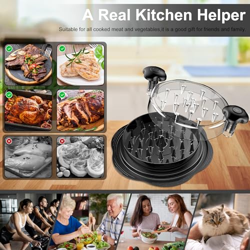 Chicken Shredder Tool Twist Large Meat Shredder with Brush&Fork, Black - color: Black
