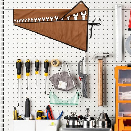 Wrench Organizer, Tool Roll Pouch,16-Pocket Waterproof Oxford Cloth - color: Brown